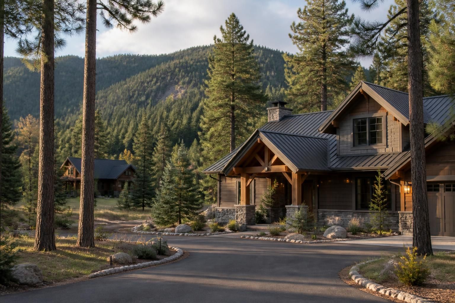Ruidoso mountain neighborhood with pines and wooded scenery